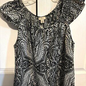 Yvos Womens Top Sz 14 Cap Sleeve Black/White